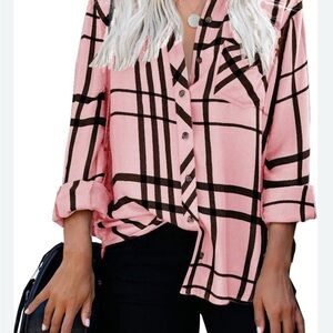 Pink Plaid Women's Blouse
